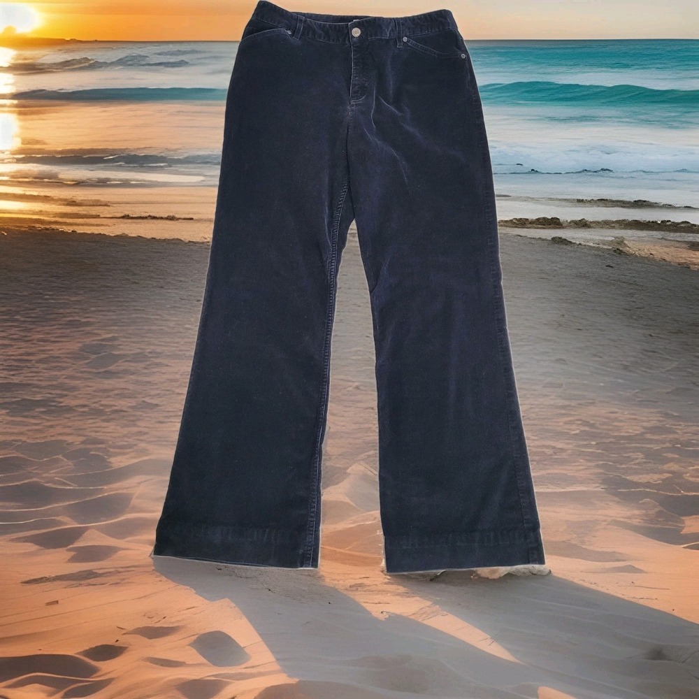 J. Jill Tried & True Fit At Waist Corduroy Bootcut Pants Womens 12 Black Stretch